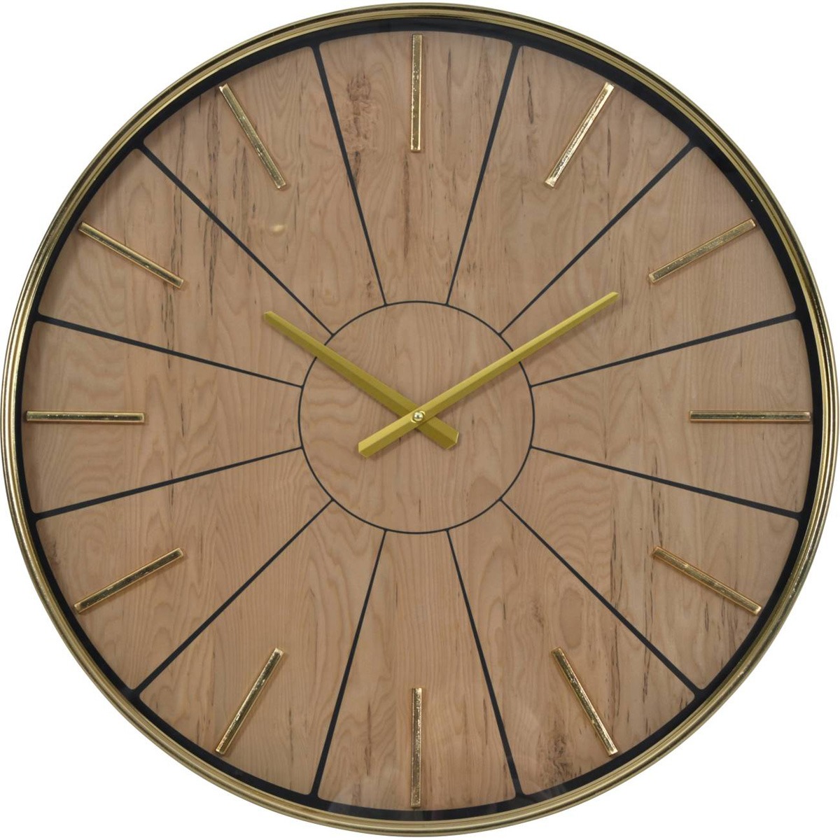 Riley 60cm Gold and Wood Effect Wall Clock By Libra | Style Our Home