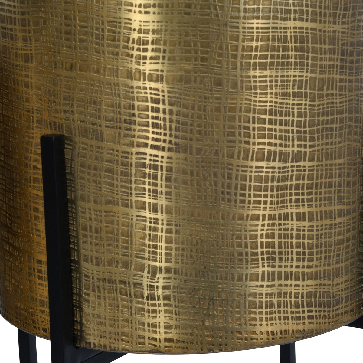Clyde Floor Standing Brass Set of 2 Planters on Black Stands By Libra | Style Our Home