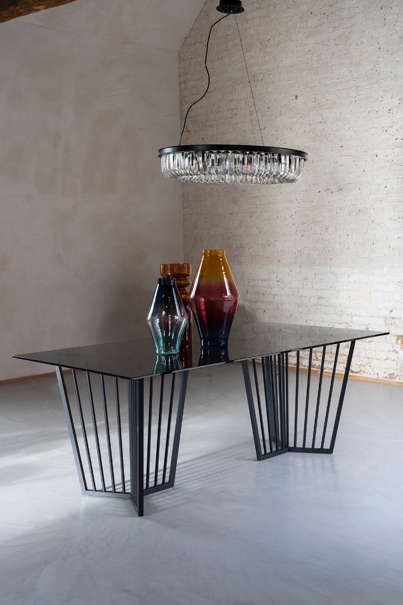 Abington Black Frame and Tinted Glass 200cm Dining Table  By Libra | Style Our Home