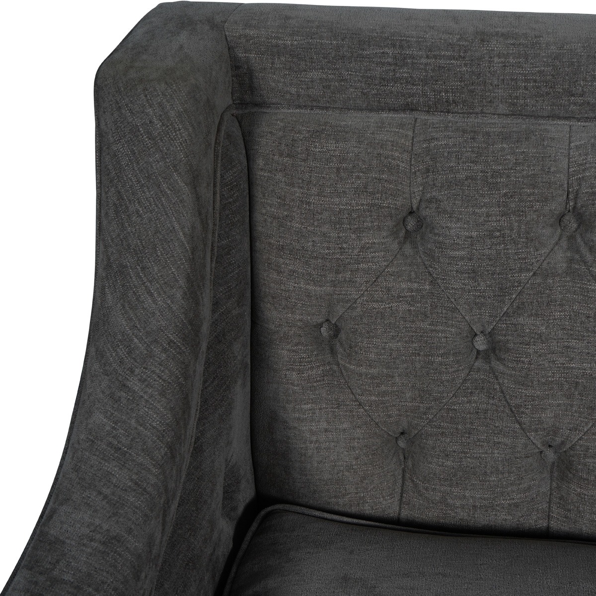 Theodore Buttoned Sofa in Warm Grey Fabric 200cm By Libra | Style Our Home