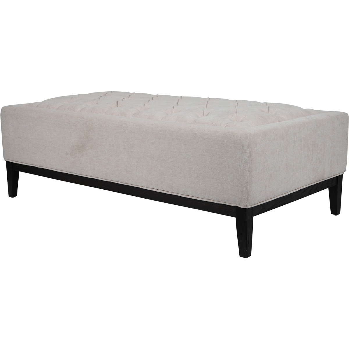 Theodore Large Buttoned  Ottoman in Ivory Fabric  By Libra | Style Our Home