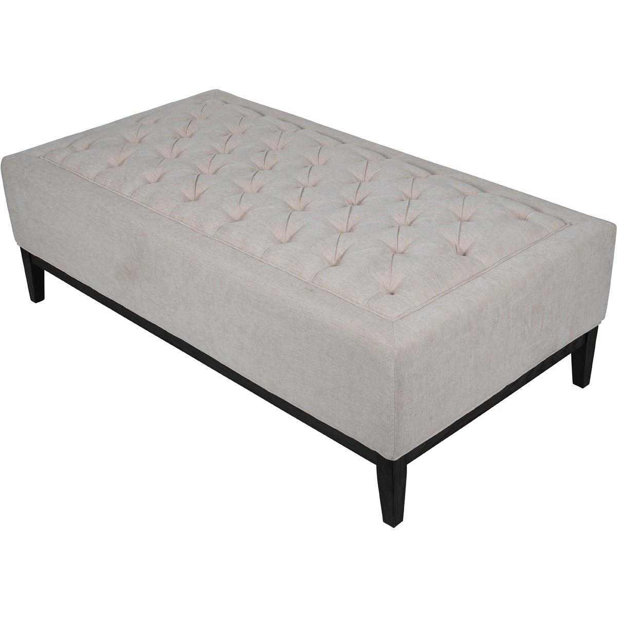 Theodore Large Buttoned  Ottoman in Ivory Fabric  By Libra | Style Our Home