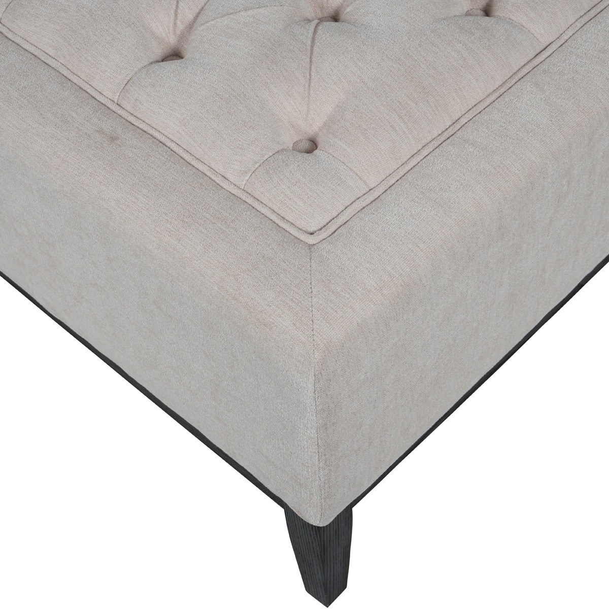 Theodore Large Buttoned  Ottoman in Ivory Fabric  By Libra | Style Our Home