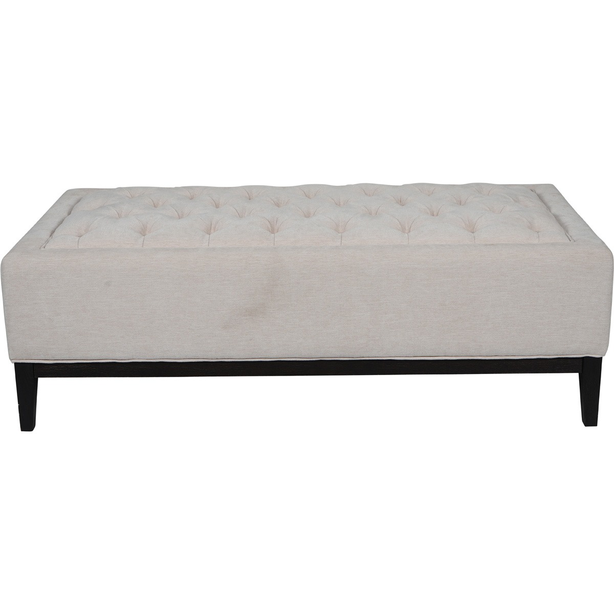 Theodore Large Buttoned  Ottoman in Ivory Fabric  By Libra | Style Our Home