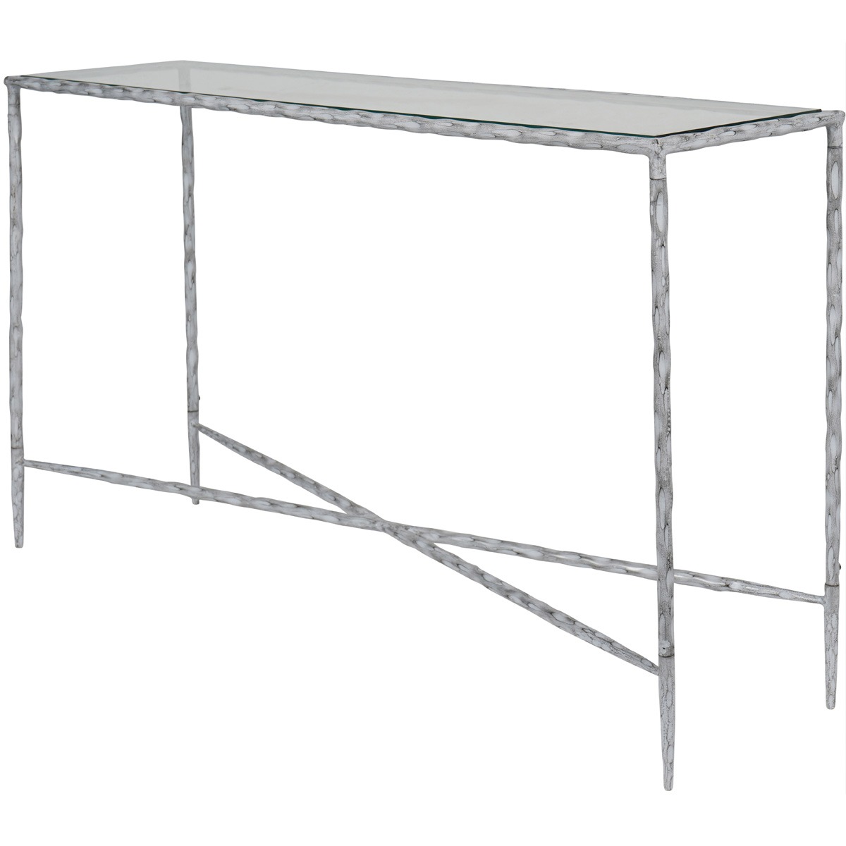 Patterdale Hand Forged Console Table Large 140x35cm Chalk White with Glass Top By Libra | Style Our Home