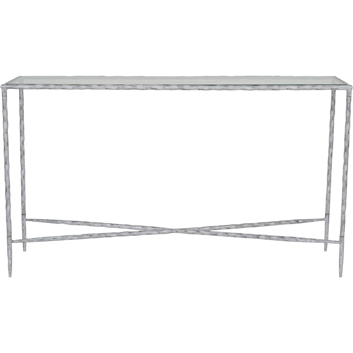 Patterdale Hand Forged Console Table Large 140x35cm Chalk White with Glass Top By Libra | Style Our Home