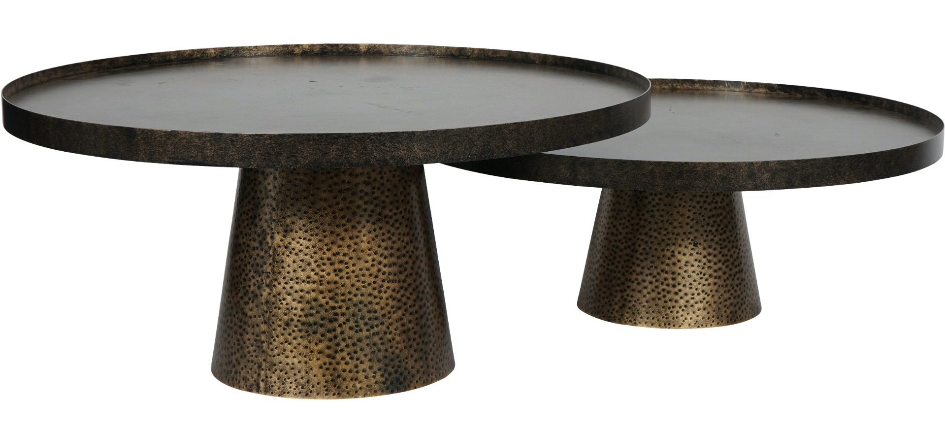 Sandbanks Set of 2 Iron Coffee Tables in Rustic Antique Gold by Libra | Style Our Home