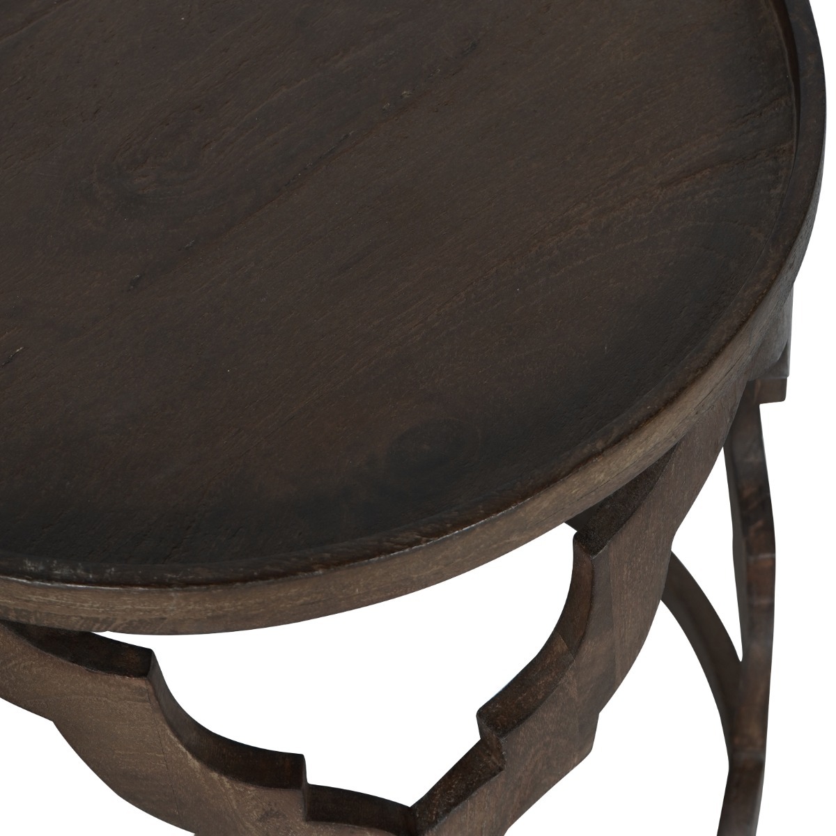 Kielder Solid Carved Wooden Set of 2 Nesting Side Tables in Dark Brown by Libra | Style Our Home