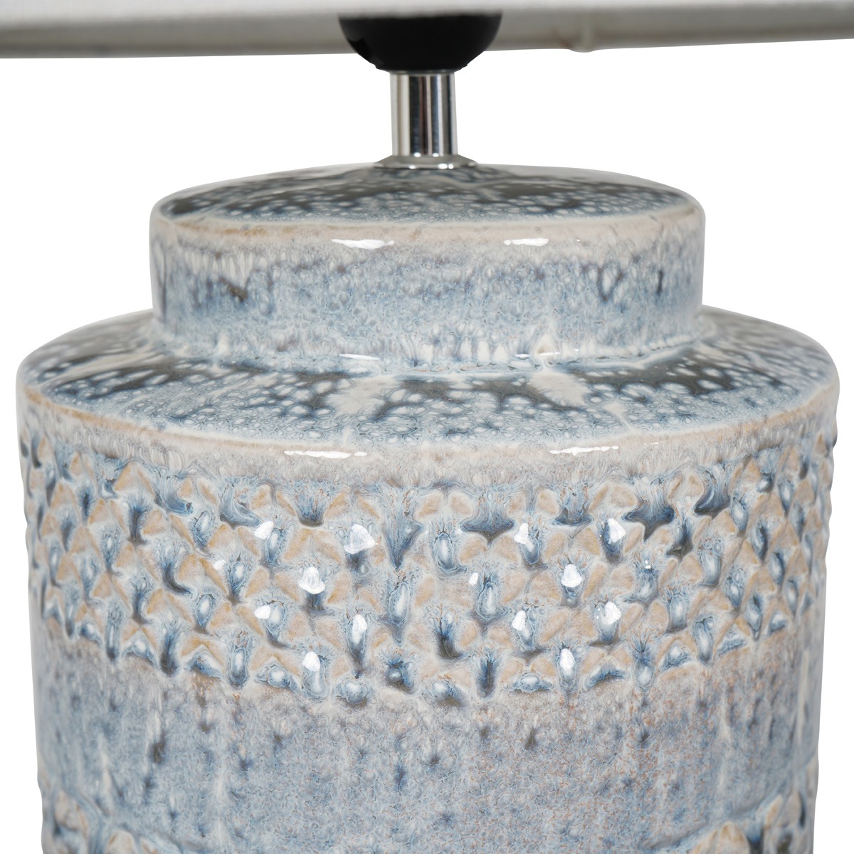 Stormy Sky Glaze Table Lamp 60cm with Cream Drum Shade By Libra | Style Our Home