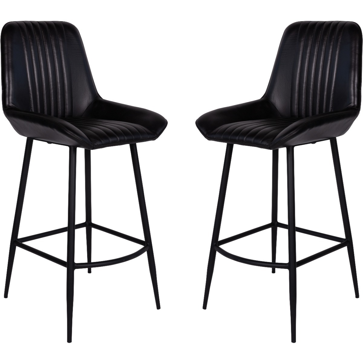 Pembroke Charcoal Leather Bar Stool (a pair) by Libra | Style Our Home 