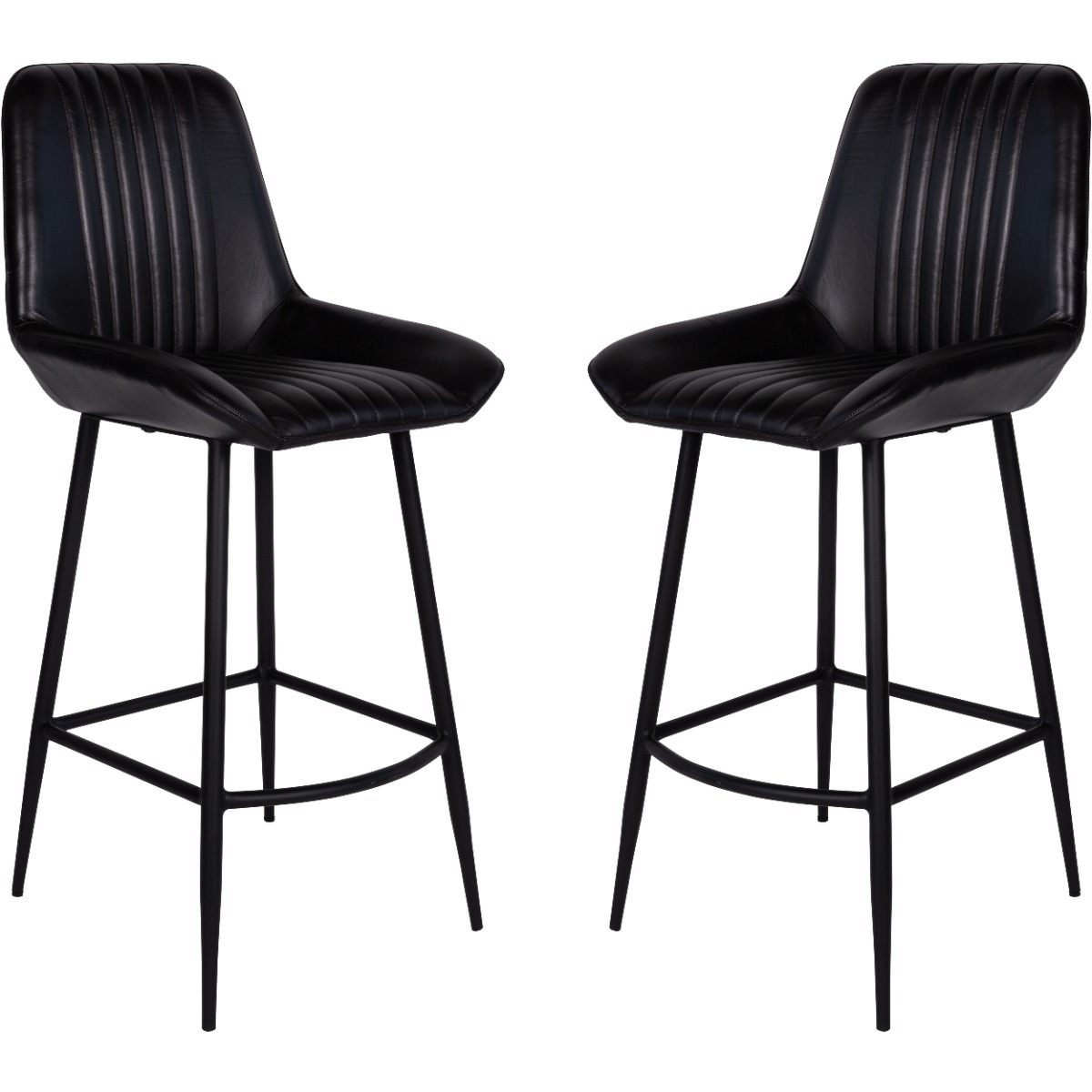 Pembroke Charcoal Leather Bar Stool (a pair) by Libra | Style Our Home 