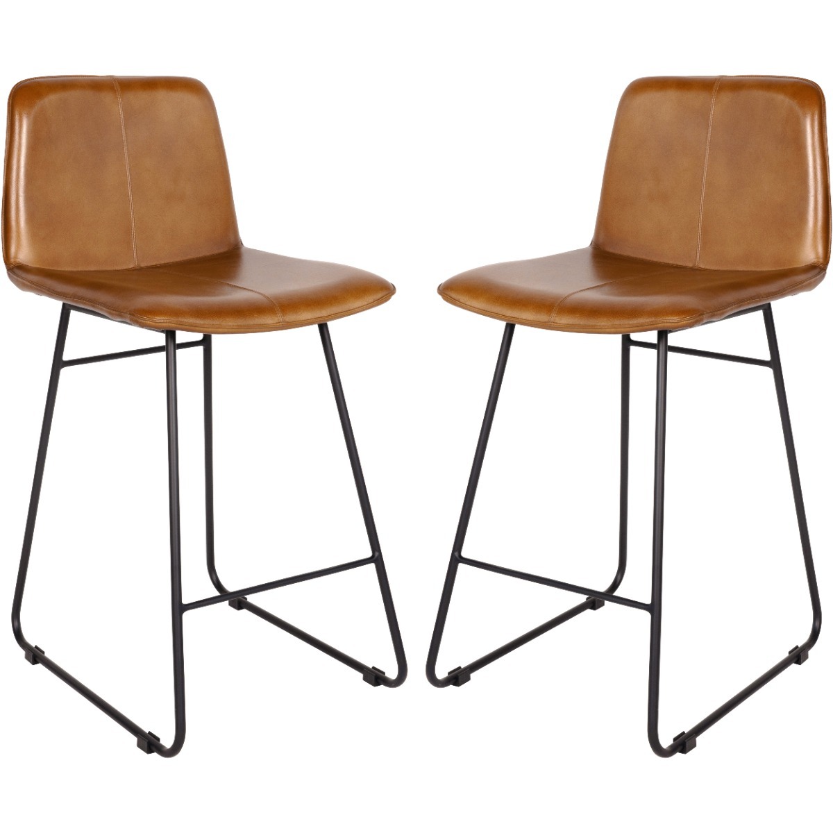 Robinson Brown Leather Bar Stool (a pair) by Libra | Style Our Home