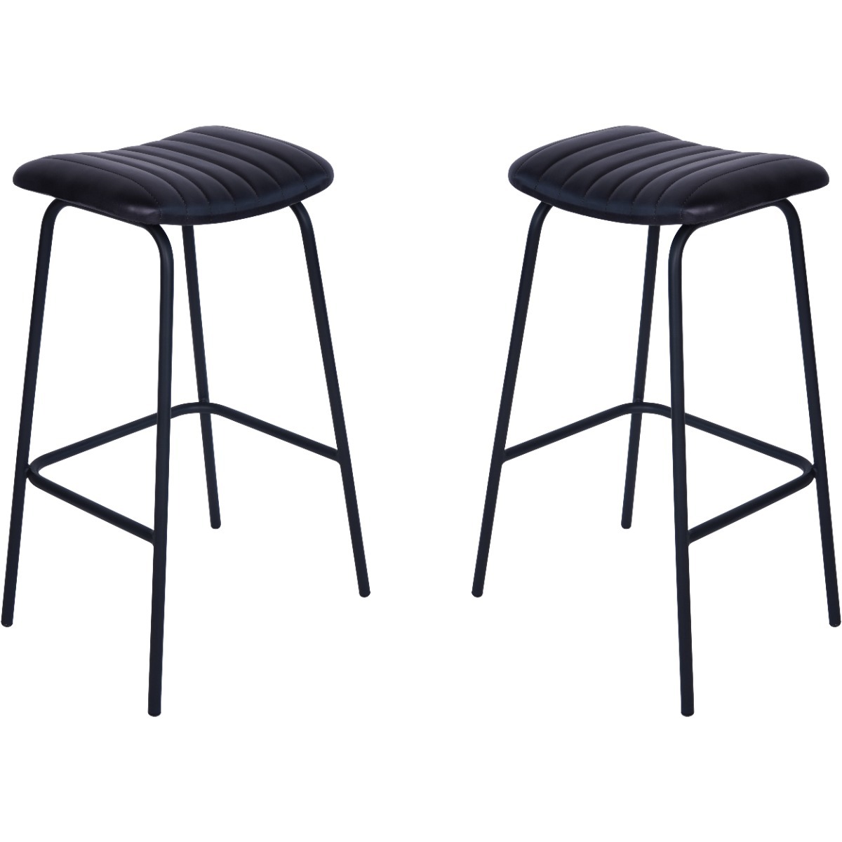Arthur Charcoal Leather Bar Stools (a pair) by Libra | Style Our Home 