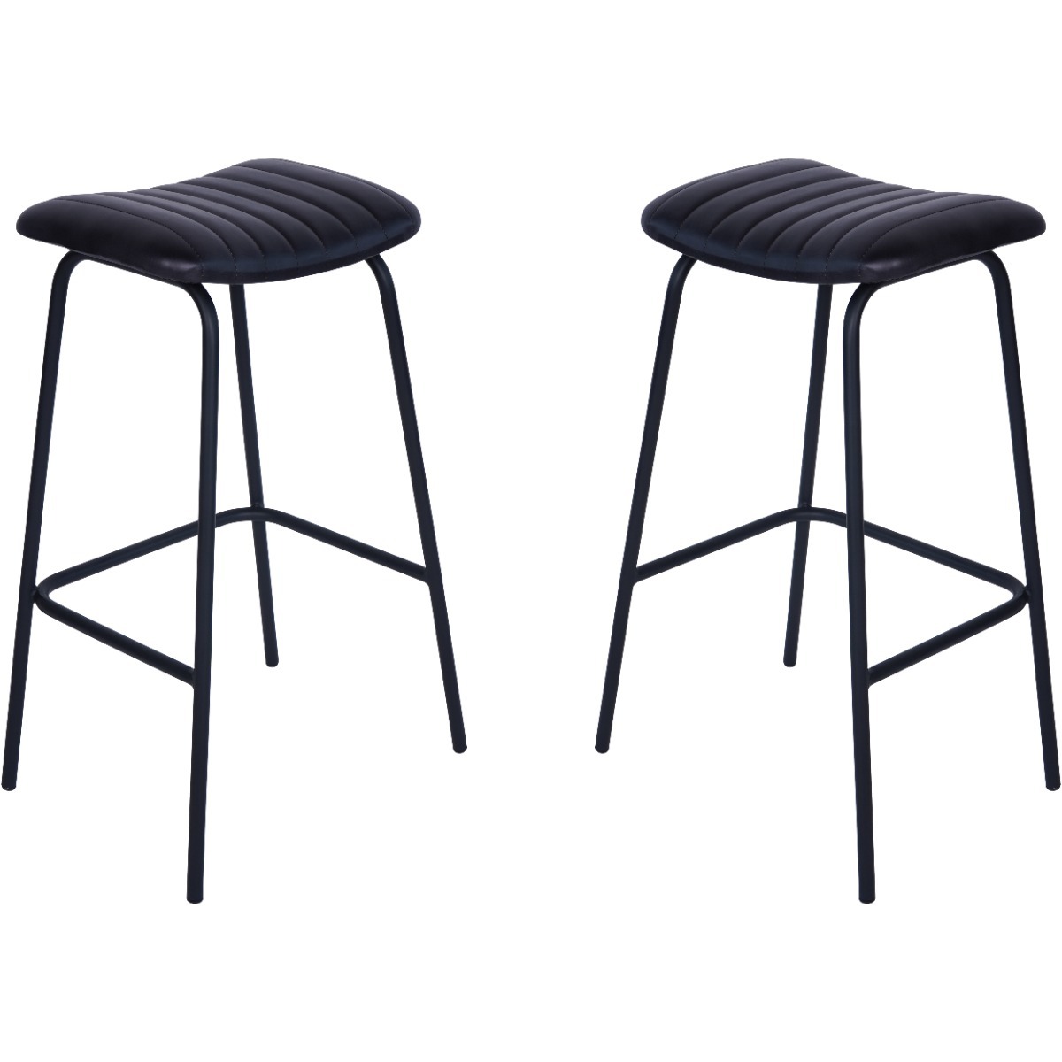 Arthur Charcoal Leather Bar Stools (a pair) by Libra | Style Our Home 