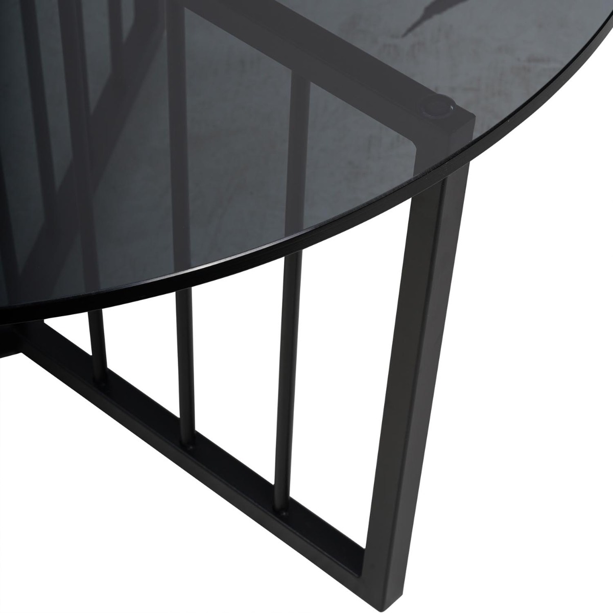 Abington Black Frame and Tinted Glass Round Coffee Table 80cm by Libra Designs | Style Our Home
