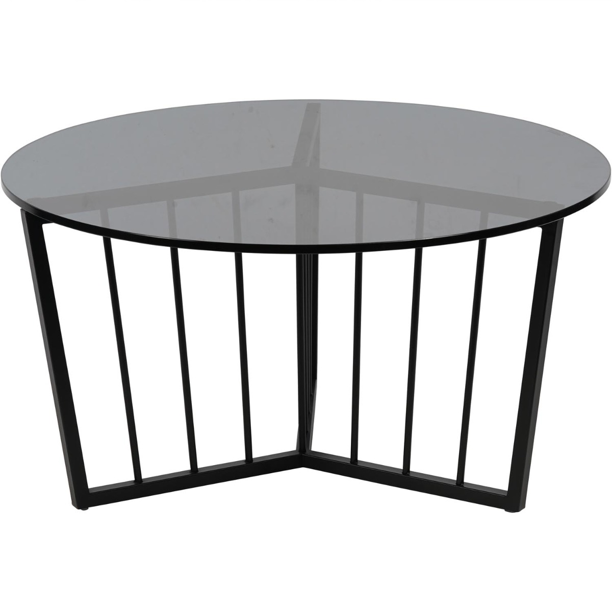 Abington Black Frame and Tinted Glass Round Coffee Table 80cm by Libra Designs | Style Our Home
