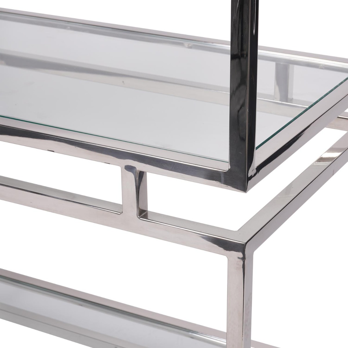 Abington Stainless Steel Frame and Clear Glass Large Display Unit by Libra Designs | Style Our Home
