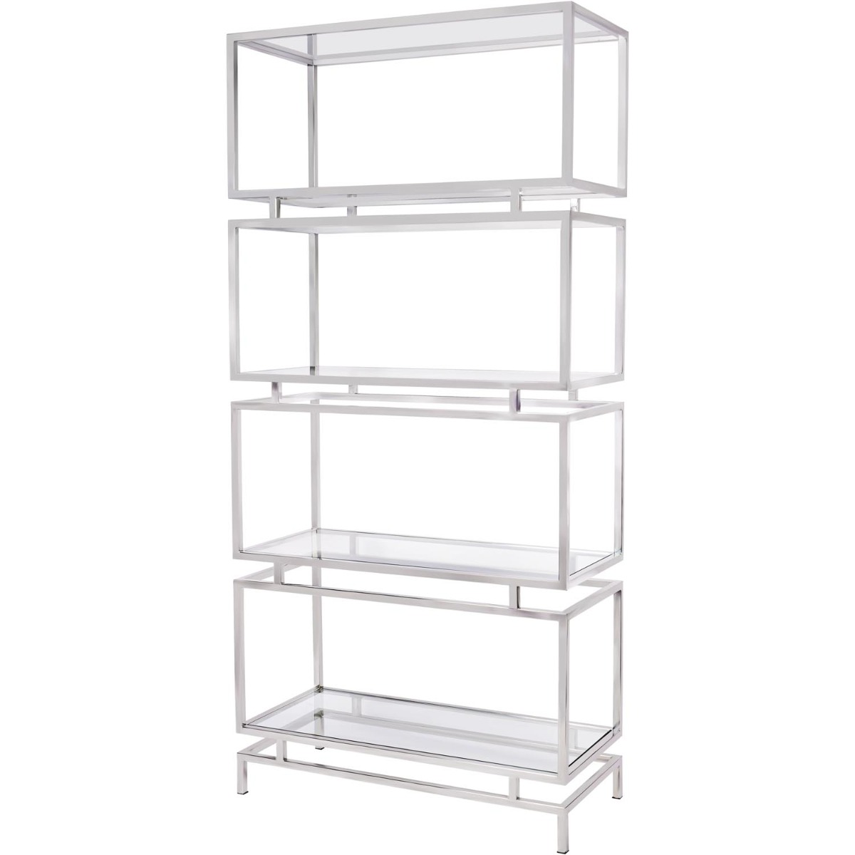 Abington Stainless Steel Frame and Clear Glass Large Display Unit by Libra Designs | Style Our Home
