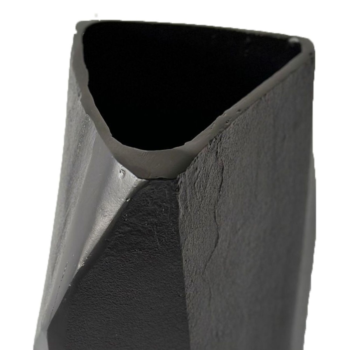 Cast Aluminium Faceted Charcoal Black Vase 45cm by Libra Designs | Style Our Home
