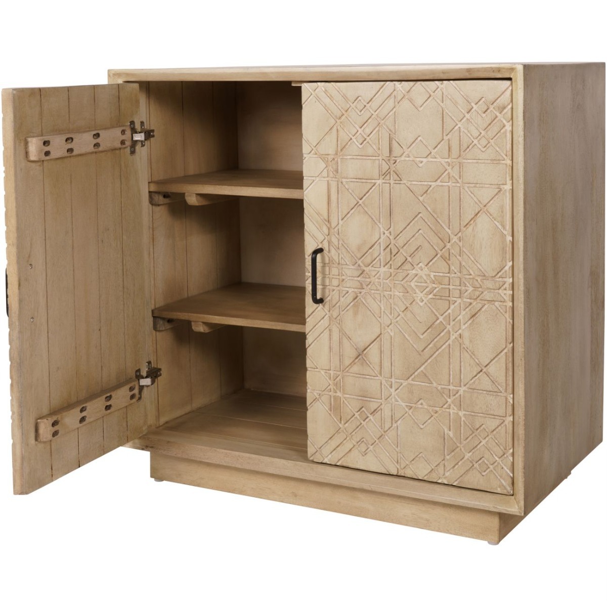 Geometric Carved 2 Door Wooden Cabinet by Libra | Style Our Home
