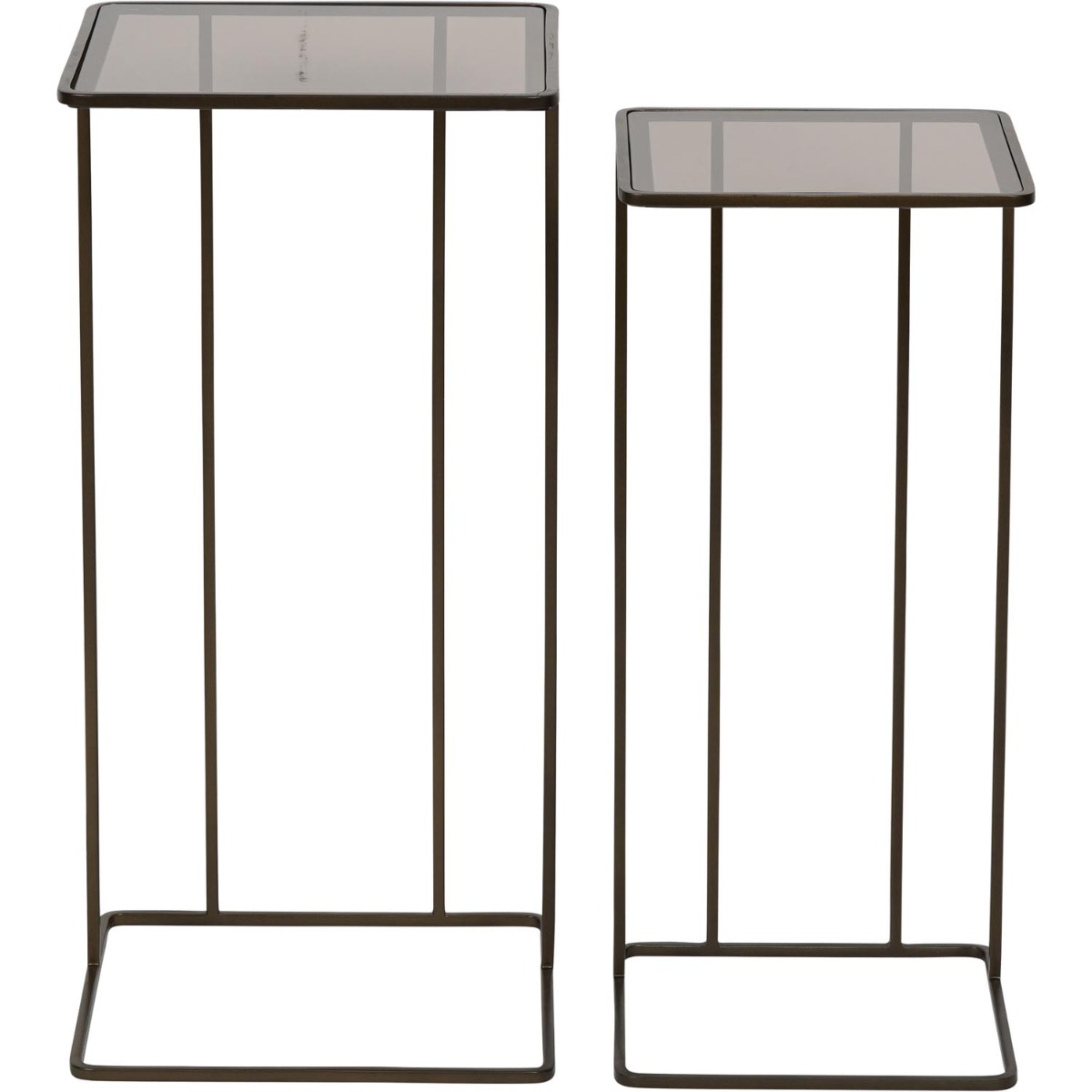 Salzburg Set of 2 Glass and Metal Side Tables Dk Gold by Libra Designs | Style Our Home
