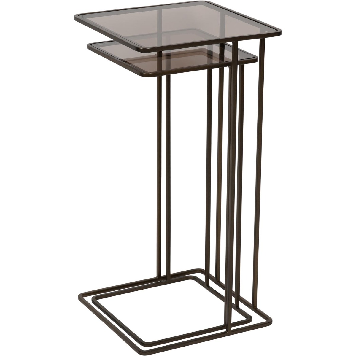 Salzburg Set of 2 Glass and Metal Side Tables Dk Gold by Libra Designs | Style Our Home
