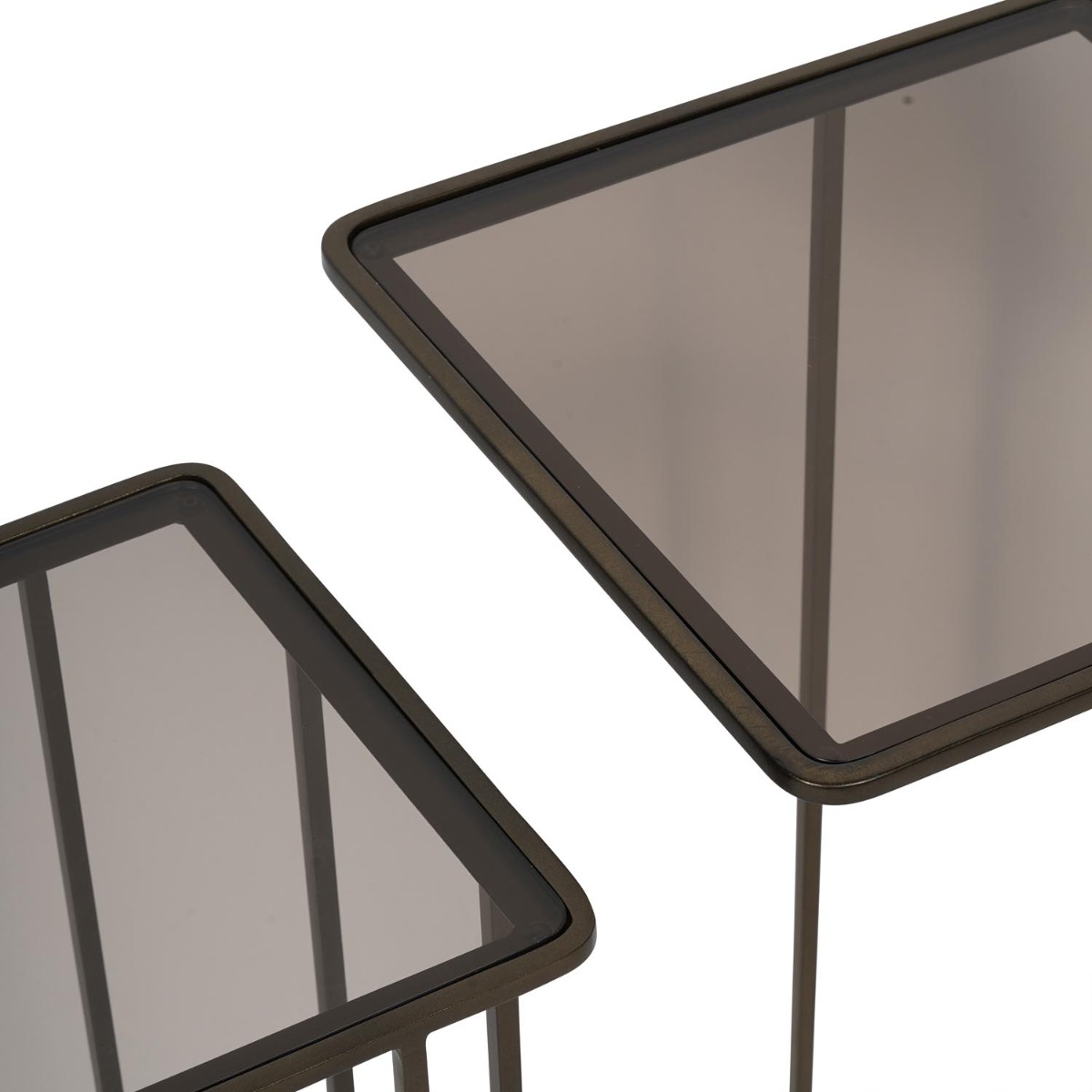 Salzburg Set of 2 Glass and Metal Side Tables Dk Gold by Libra Designs | Style Our Home
