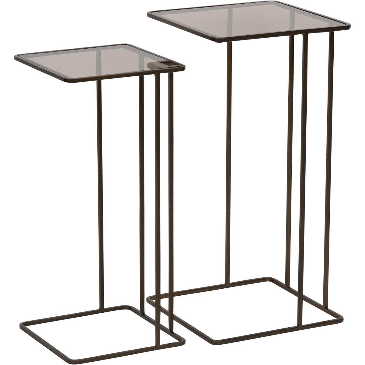 Salzburg Set of 2 Glass and Metal Side Tables Dk Gold by Libra Designs | Style Our Home

