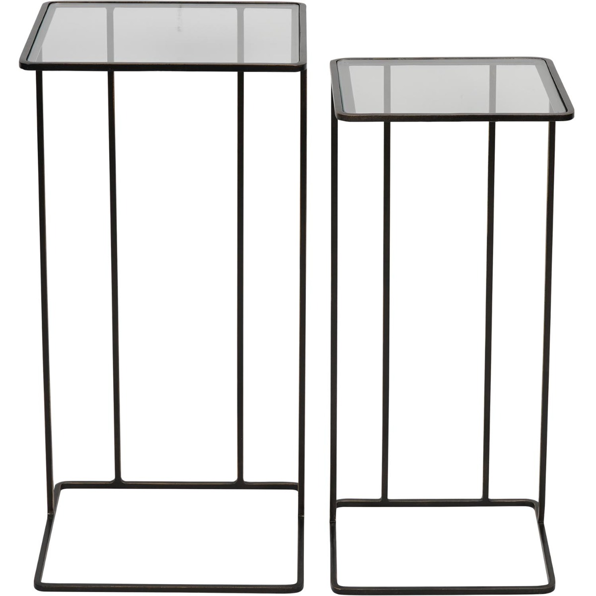 Salzburg Set of 2 Glass and Metal Side Tables Dk Bronze by Libra Designs | Style Our Home

