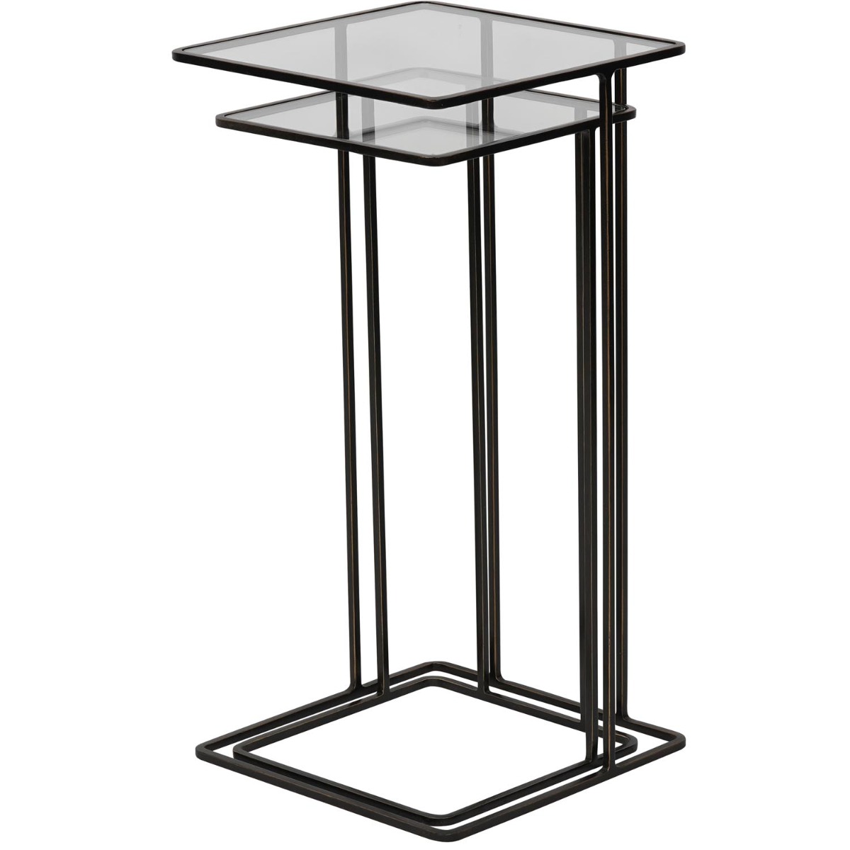 Salzburg Set of 2 Glass and Metal Side Tables Dk Bronze by Libra Designs | Style Our Home
