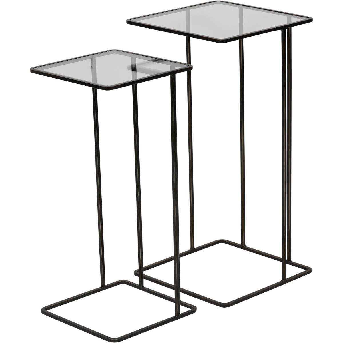Salzburg Set of 2 Glass and Metal Side Tables Dk Bronze by Libra Designs | Style Our Home
