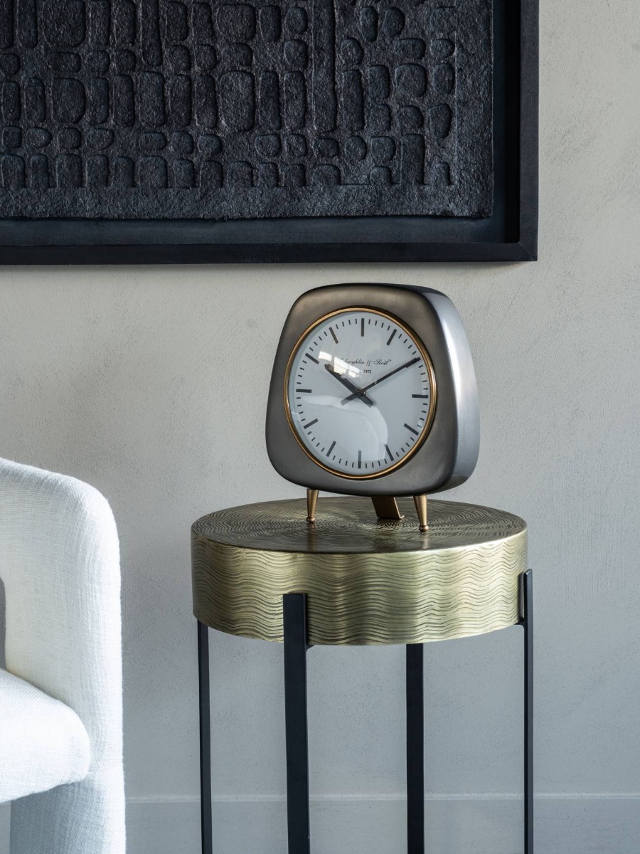 Mid Century Style Aluminium Table Clock Large 28cm by Libra Designs | Style Our Home

