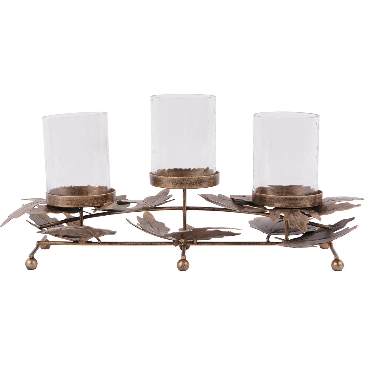 Laura Ashley Corrina Leaf Triple Votive Candleholder by Libra Designs | Style Our Home
