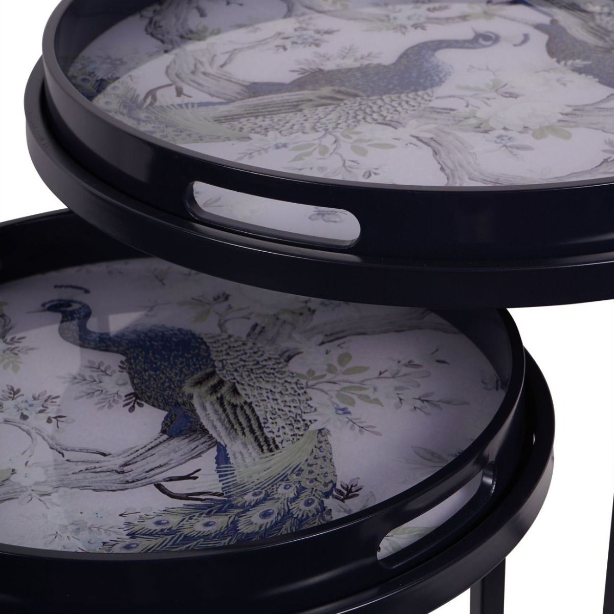 Laura Ashley Belvedere Peacock Print Set Of 2 Side Tables by Libra | Style Our Home
