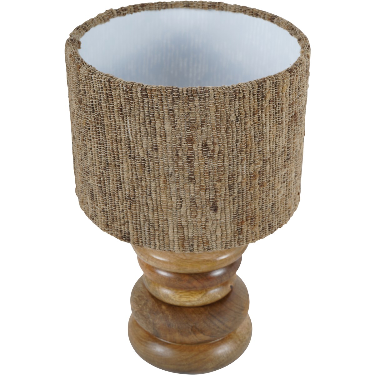 Leon Solid Wood Table Lamp with Silk Jute Shade Small by Libra Designs | Style Our Home