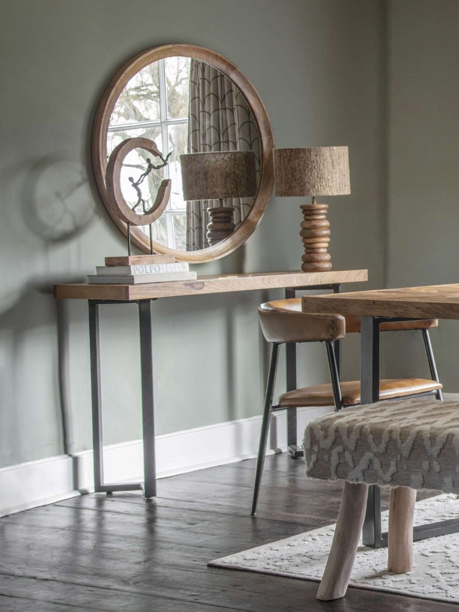 Leon Solid Wood Table Lamp with Silk Jute Shade Large by Libra Designs | Style Our Home
