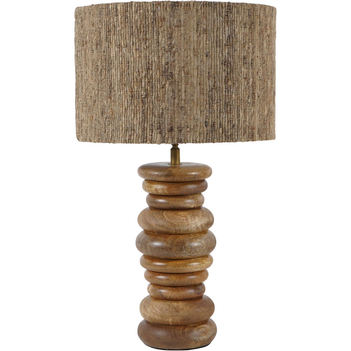 Leon Solid Wood Table Lamp with Silk Jute Shade Large by Libra Designs | Style Our Home
