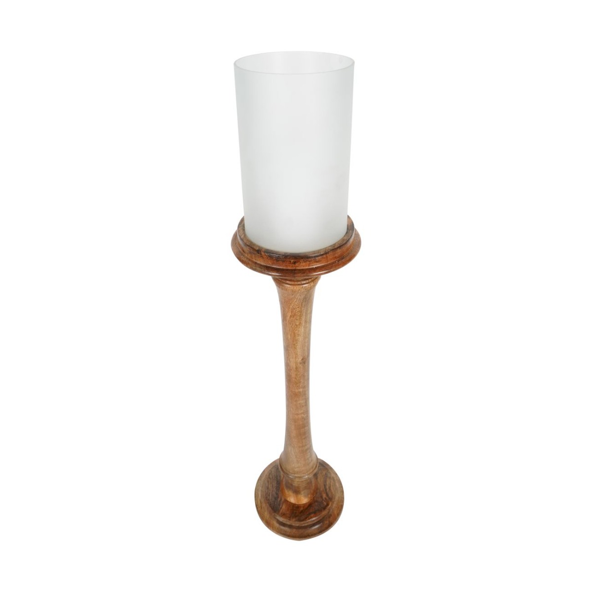 Laura Ashley Large Wooden Pedestal Hurricane with Frosted Glass by Ora Designs | Style Our Home