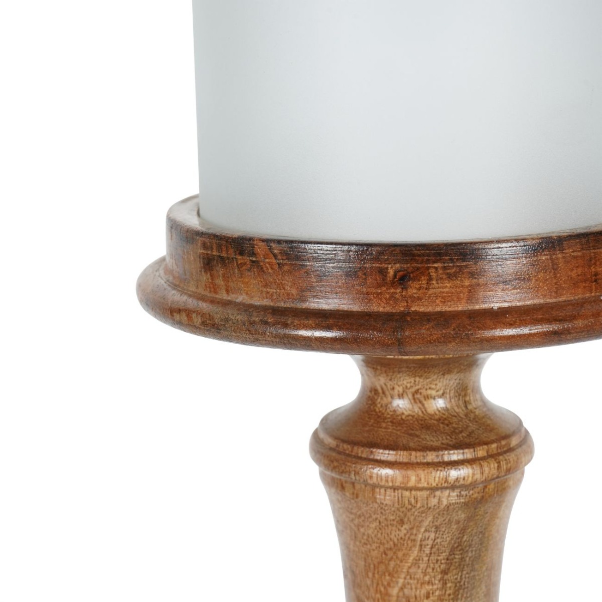 Laura Ashley Large Wooden Pedestal Hurricane with Frosted Glass by Ora Designs | Style Our Home
