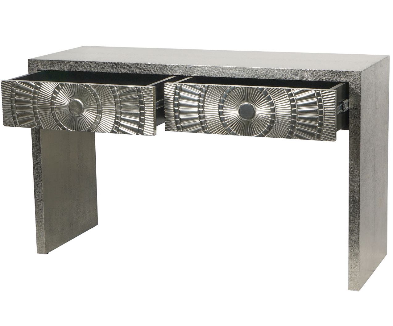 Coco Silver Embossed Metal Console by Libra Designs | Style Our Home