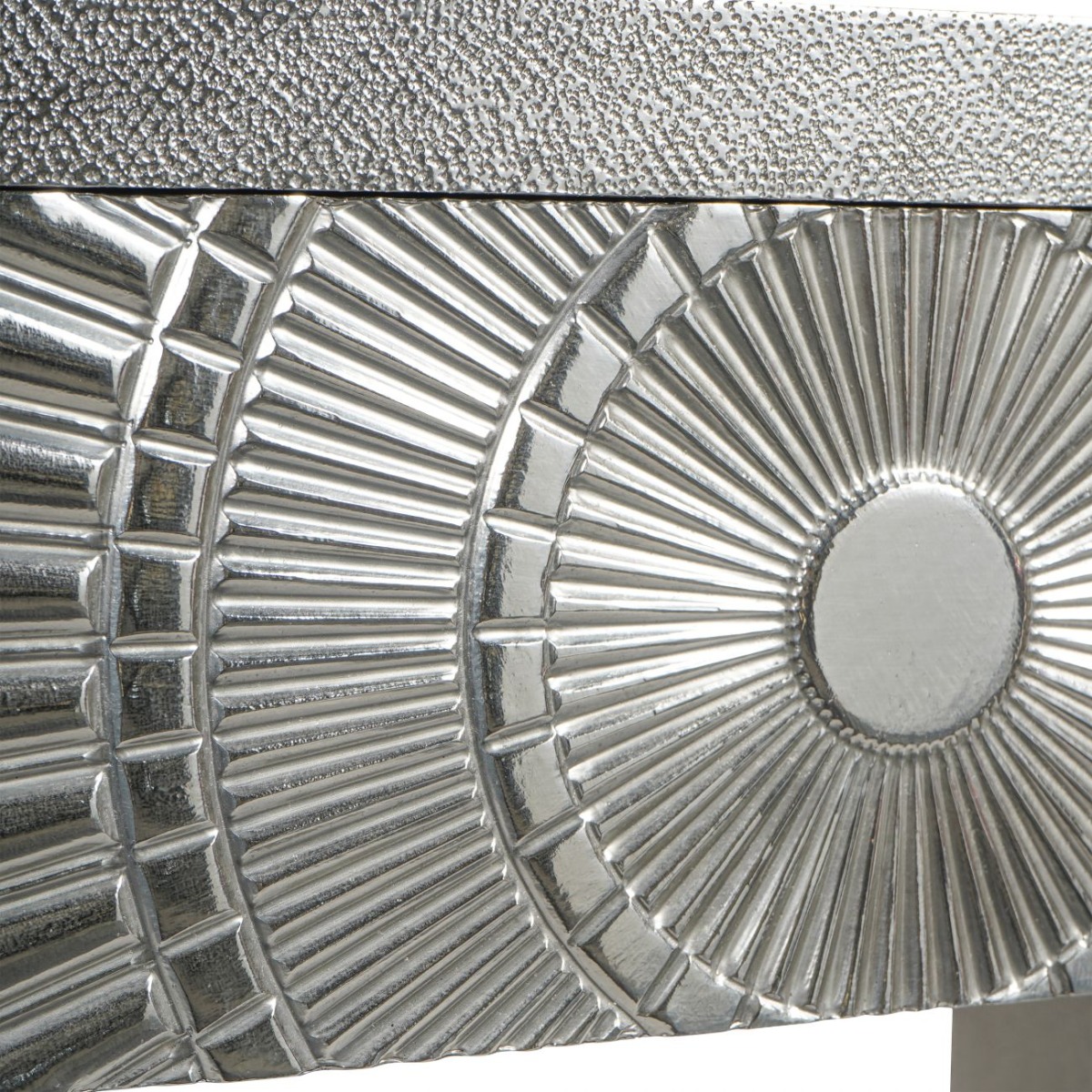 Coco Silver Embossed Metal Console by Libra Designs | Style Our Home