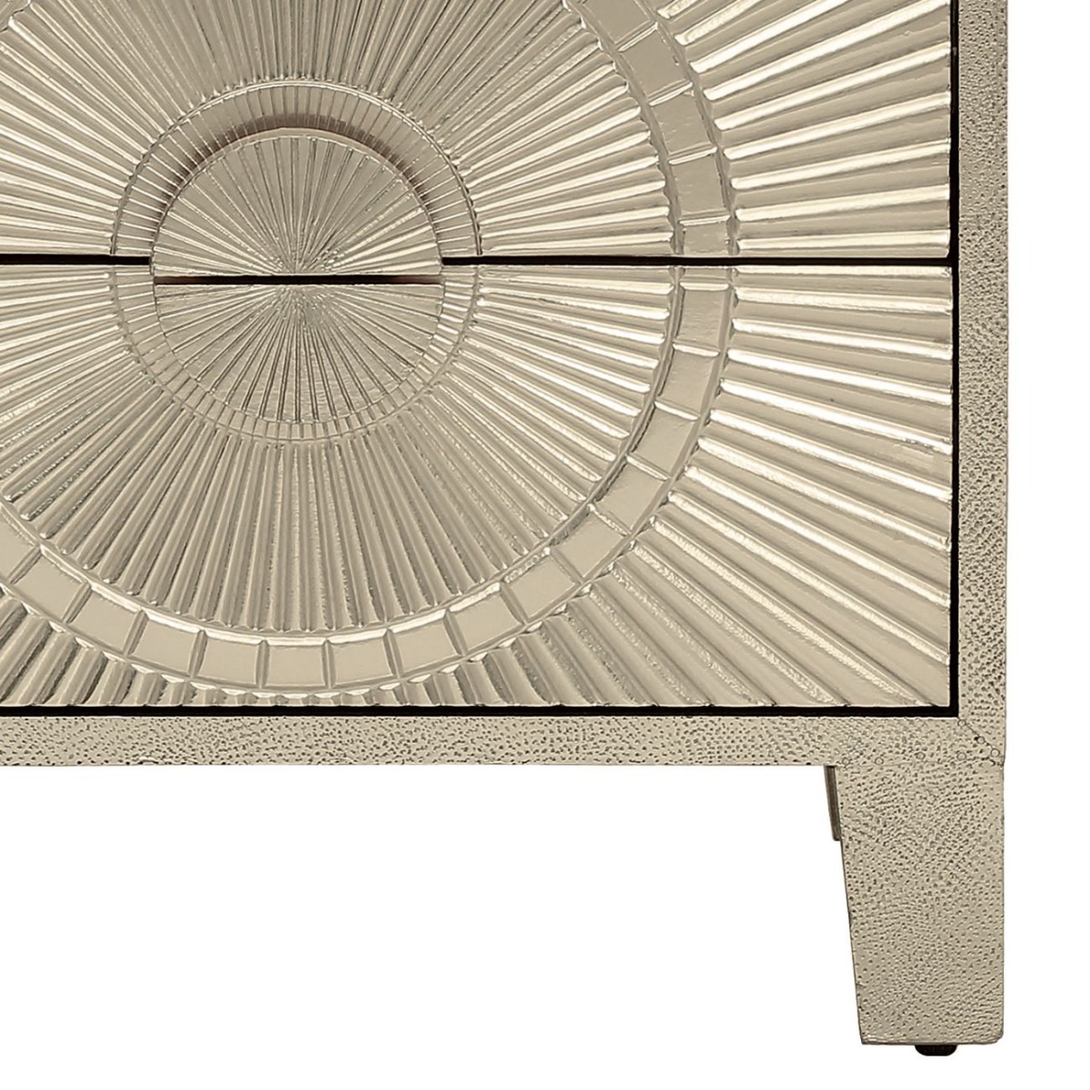 Coco Silver Embossed Metal Six Drawer Tall Boy by Libra Designs | Style Our Home