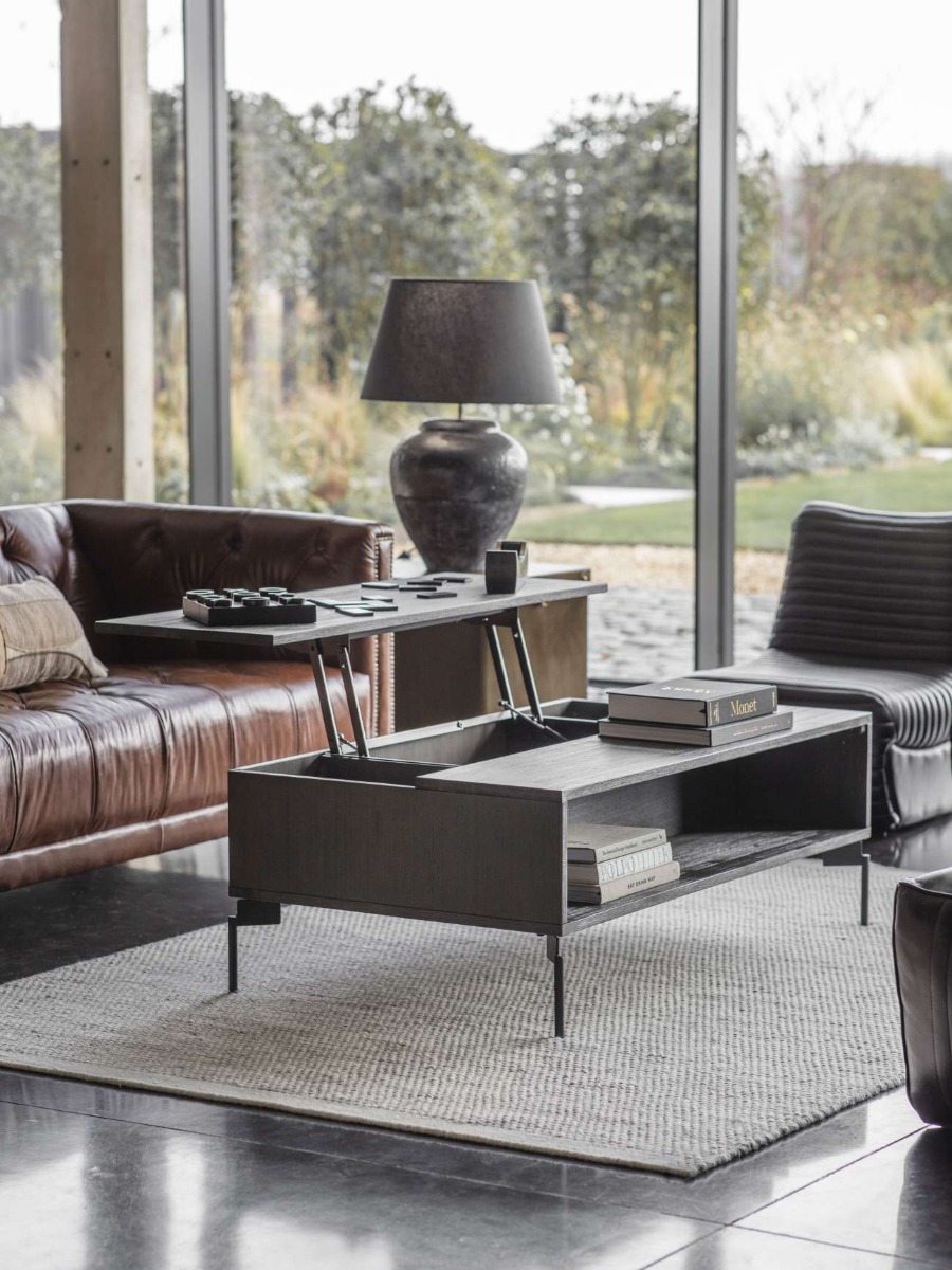 Bronks Black Acacia Coffee Table with Motion Top Mechanism by Libra Designs | Style Our Home
