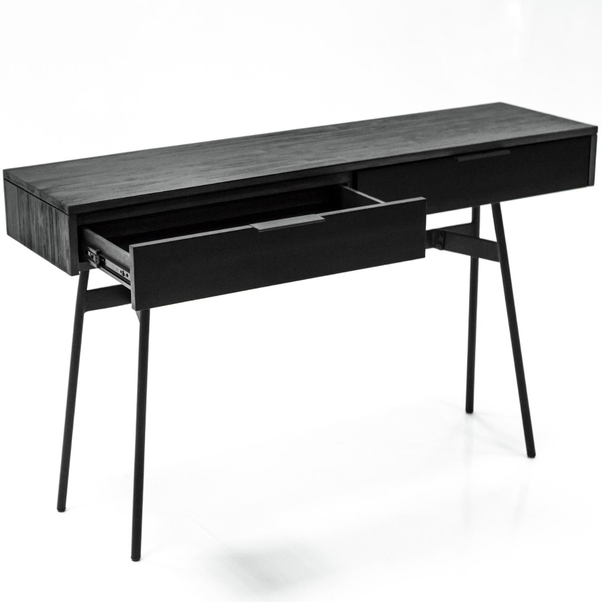 Bronks Black Acacia Console Table with Two Drawers 130cm by Libra Designs | Style Our Home
