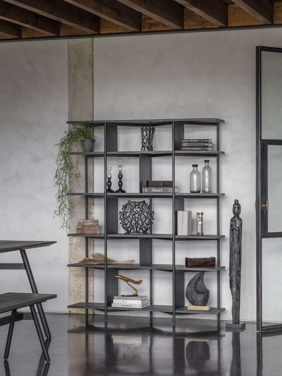 Bronks Black Acacia Bookcase Shelving Unit by Libra Designs | Style Our Home
