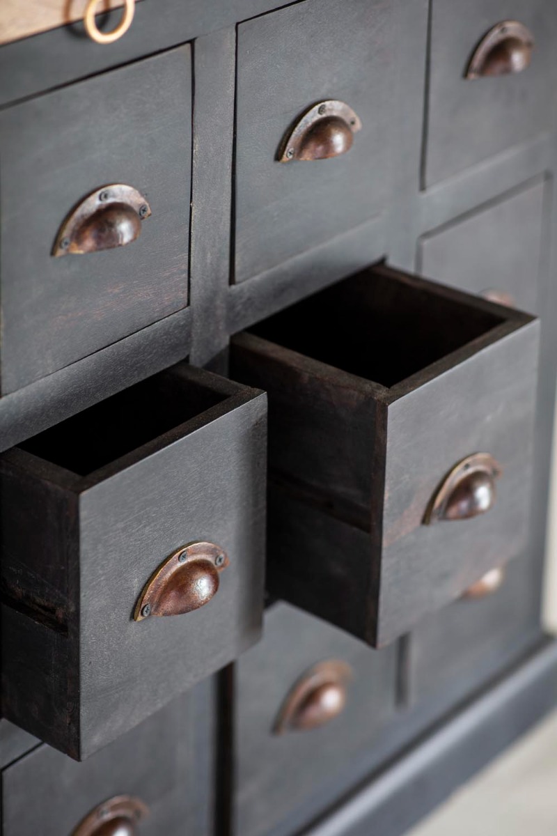 Hoxton II Antique Black Mango 15 Drawer Chest by Libra Designs | Style Our Home
