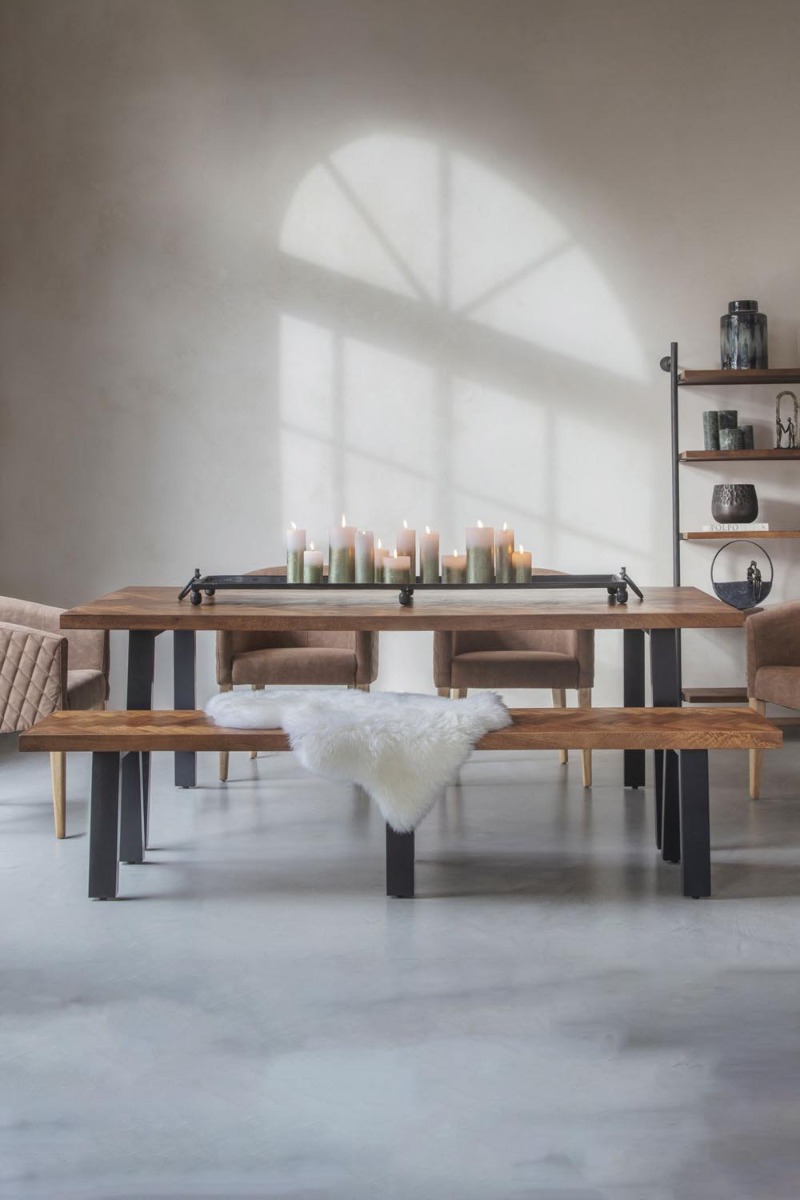 Burnham II Herringbone Wooden Bench 220cm by Libra Designs | Style Our Home
