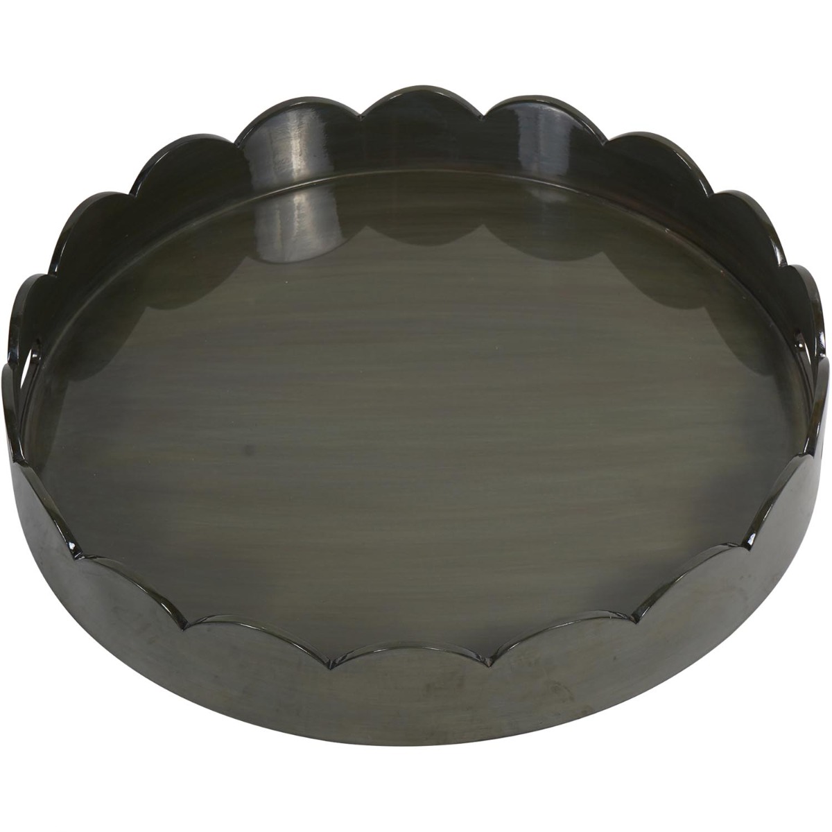 Lacquer Round Tray Olive with Scallop Edge by Libra Designs | Style Our Home
