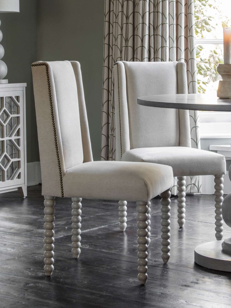 Barnabus Upholstered Dining Chair Ivory by Libra Designs | Style Our Home
