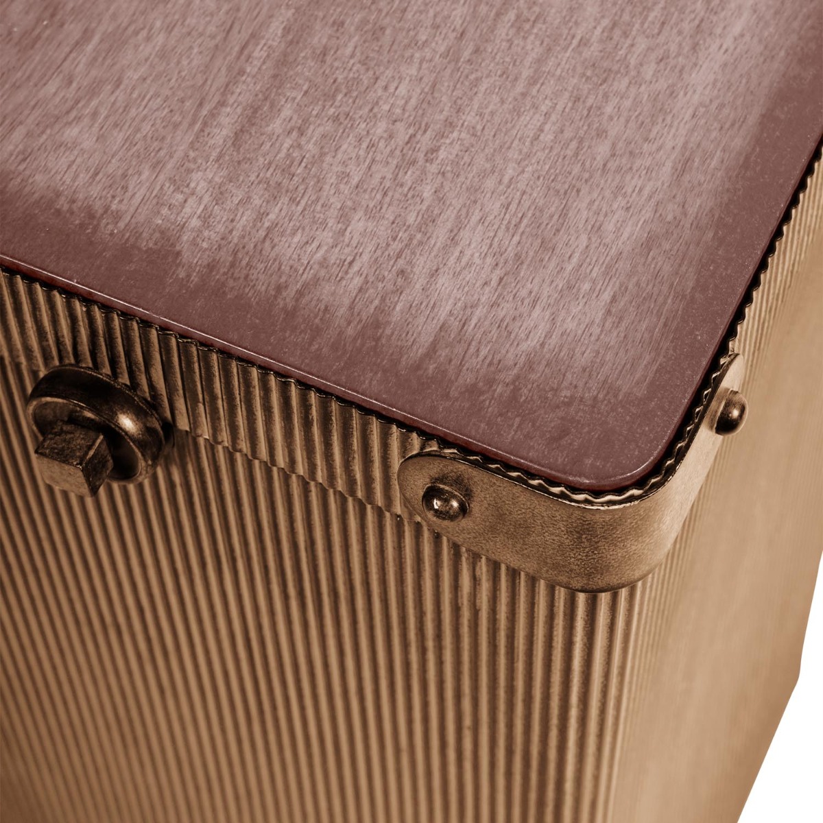 Hunter Corrugated Antique Gold Storage Trunk Accent Table by Libra Designs | Style Our Home
